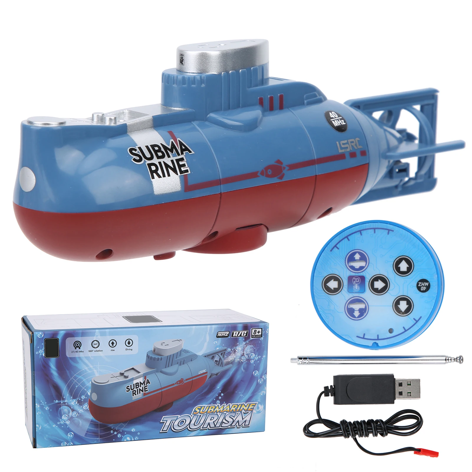 Мини-радиоуправляемая подводница, имитирующая подводна лодка, мини-играчка модел на подводница с дистанционно управление, водоустойчива играчка за гмуркане