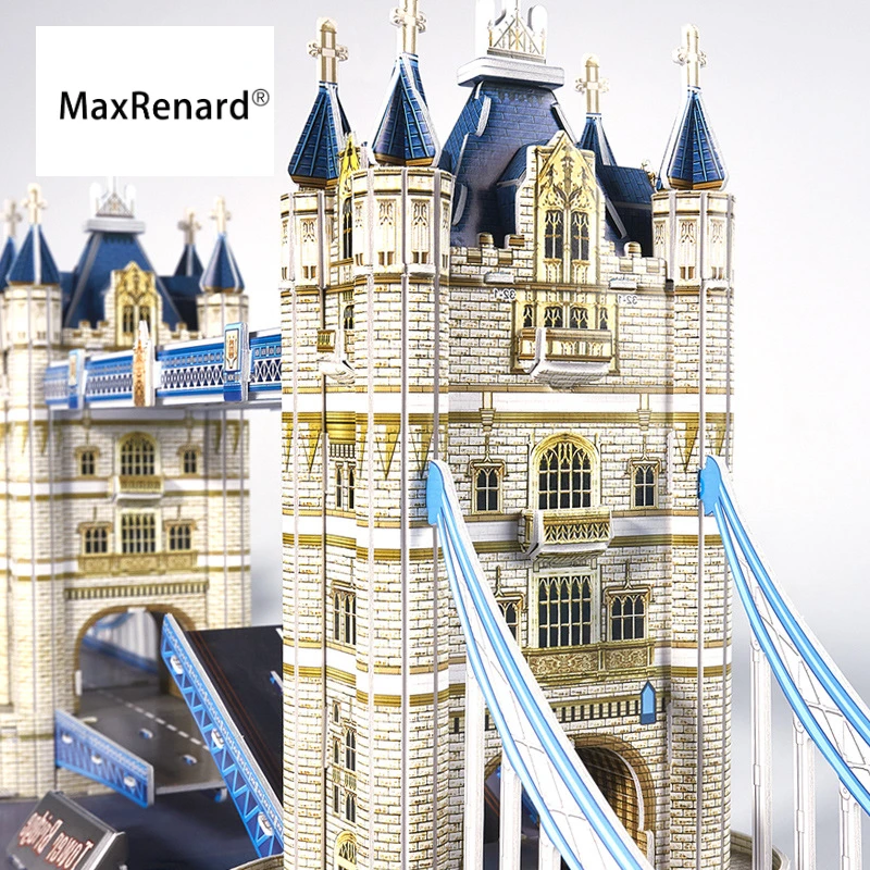 MaxRenard Стерео 3D Пъзел Книжен Модел САМ Britain Twin Bridge World Constructions Играчки за Деца Подарък Възрастни Декорация на дома