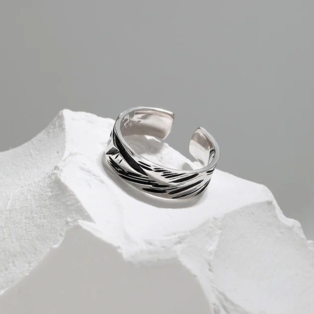VIANRLA Пръстен в минималистичен стил от Сребро 925 проба, Отворено Регулируема Текстурное Пръстен за Жени, Бижута на едро