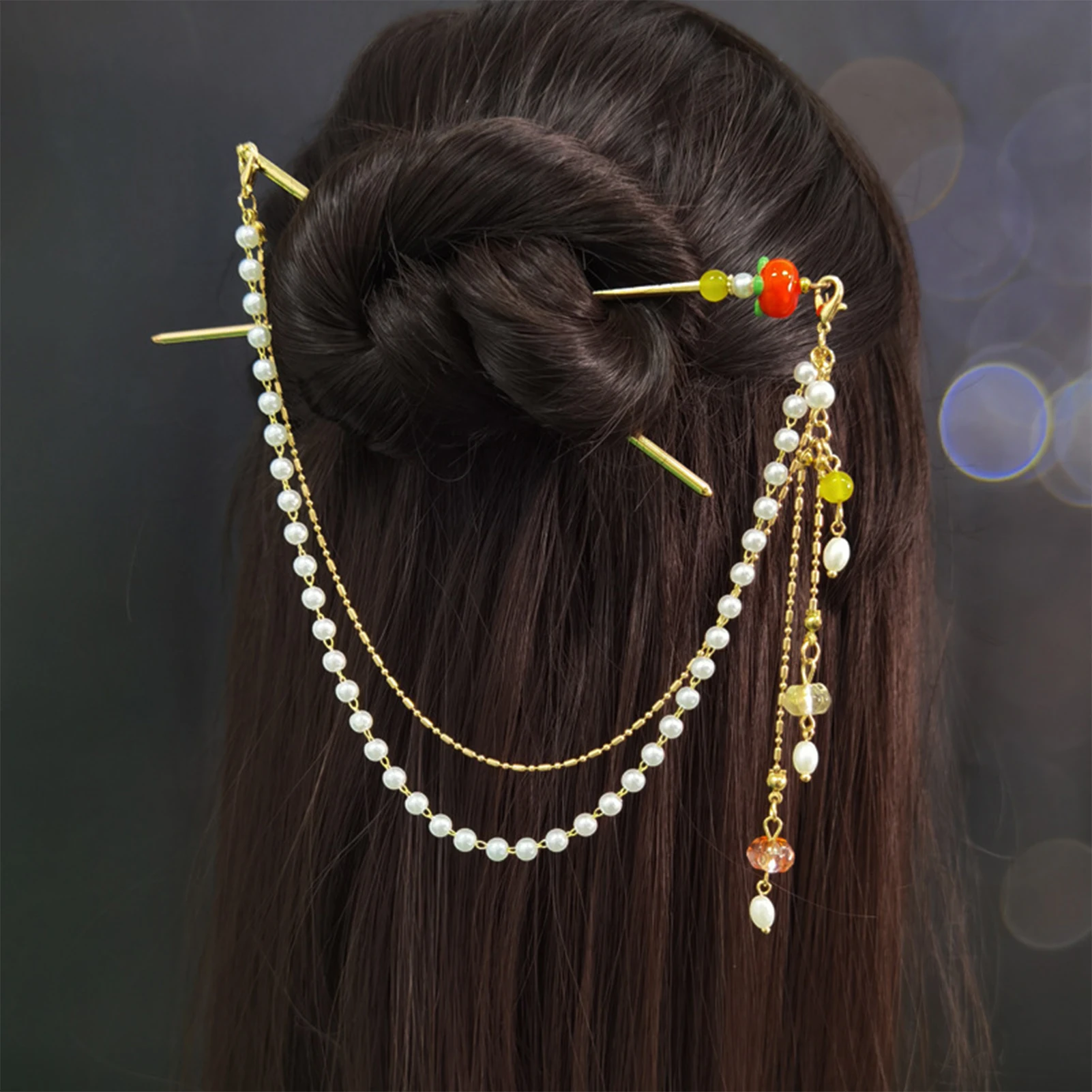 Украшения за коса в китайски стил, златни/Сребърни, Метални пръчки за коса, Вилици, перлени висулки, бижута за жени, шапки за създаване на връзки за коса