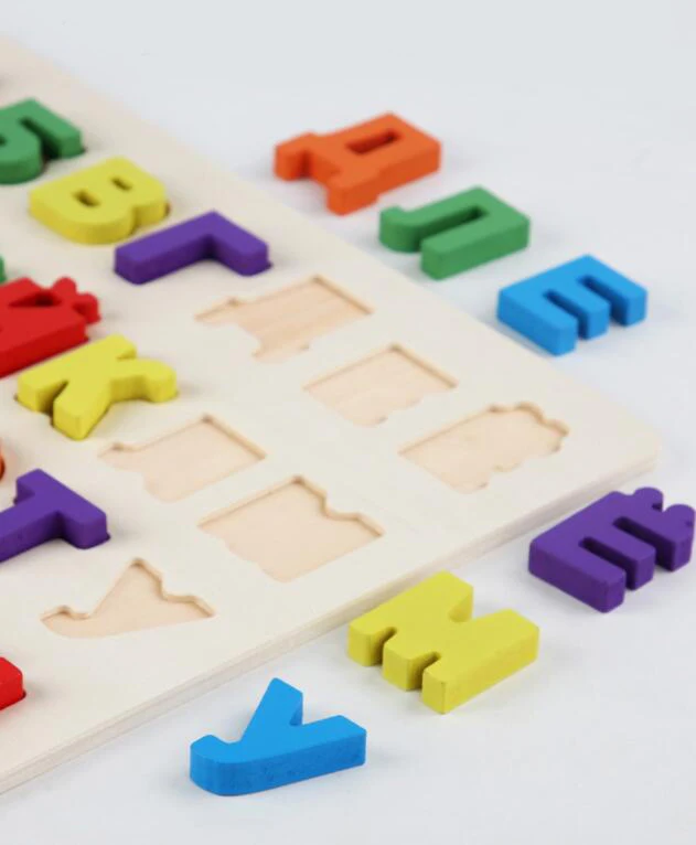 Дървени играчки Монтесори за деца, Дървена дъска с букви от руската азбука, 3D Пъзел игра с подбрани букви, играчка за деца