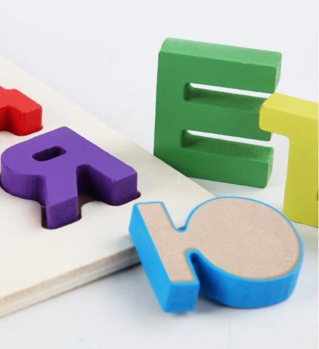Дървени играчки Монтесори за деца, Дървена дъска с букви от руската азбука, 3D Пъзел игра с подбрани букви, играчка за деца