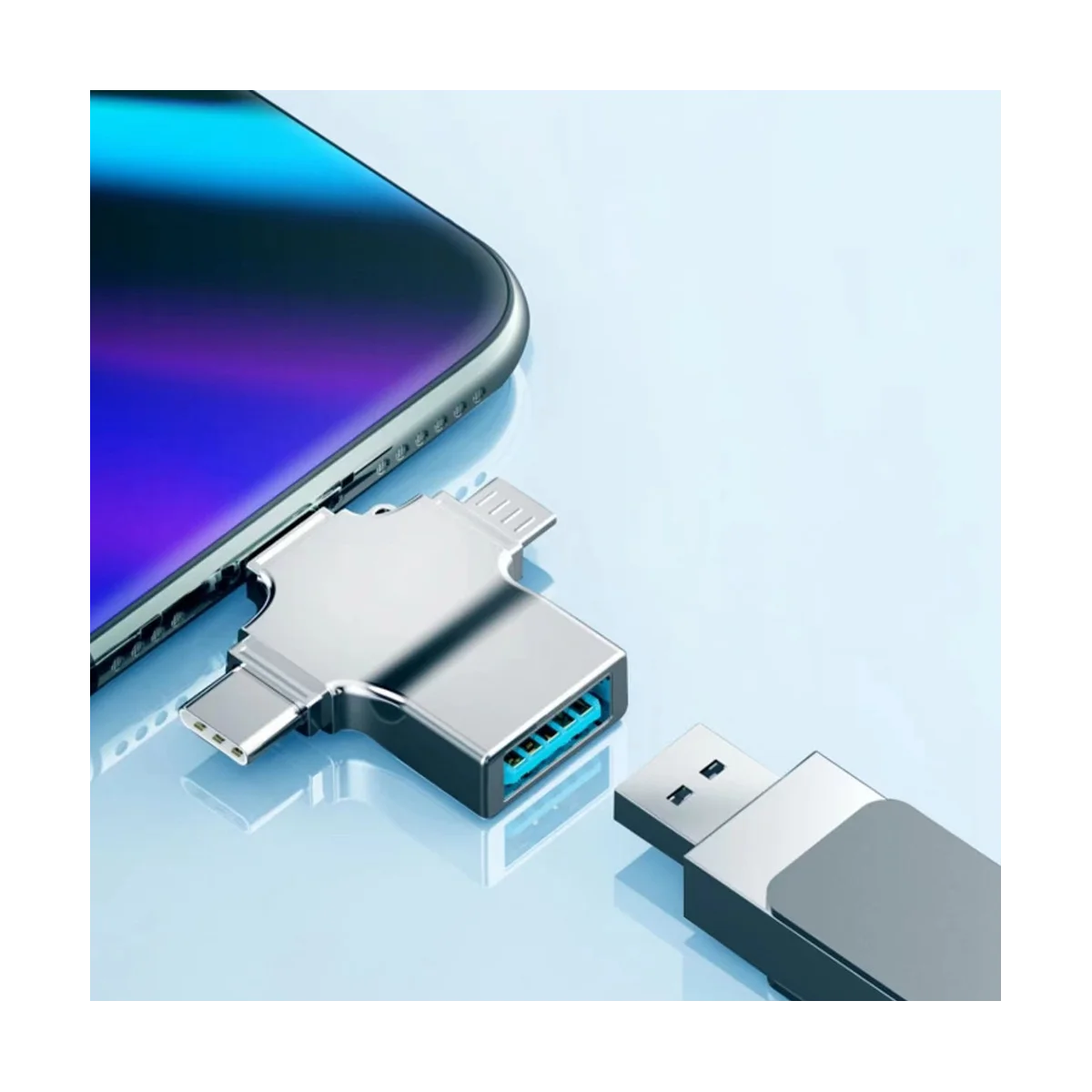 Четец на SD-карти с Адаптер за микро карти 4 в 1 USB 3.0, Micro-Sd-USB Cardreader, USB за Apple Интерфейс OTG Adaptador