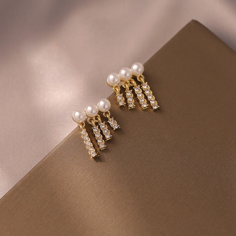 Ново записване, луксозни и елегантни обеци с имитация на перли за жени, Модни Бижута от блестящ кристал, Подаръци SE328