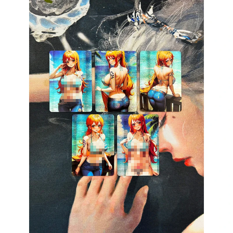 5 бр./компл. аниме ONE PIECE game series периферна секси красавица Нас рядка колекция от необичайно пречупване на флаш карти, детска играчка за подарък