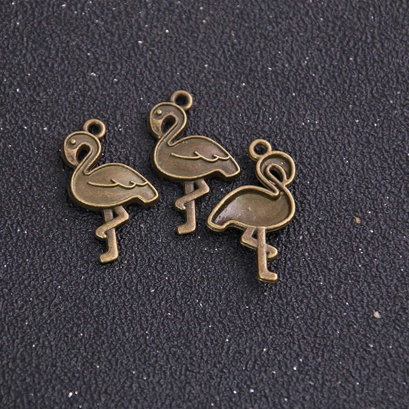 12ШТ 16*28 мм Нов продукт, два цвята медальони с изображение на Фламинго, висулка във формата на животно, бижута от метална сплав, маркиране на бижута