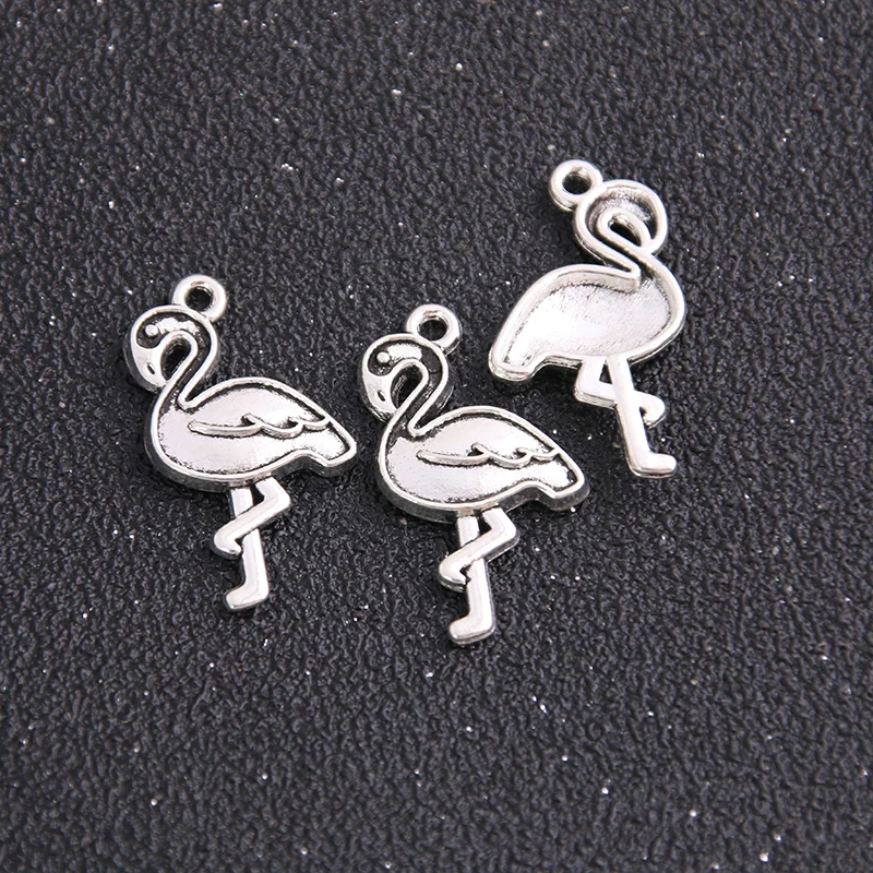 12ШТ 16*28 мм Нов продукт, два цвята медальони с изображение на Фламинго, висулка във формата на животно, бижута от метална сплав, маркиране на бижута
