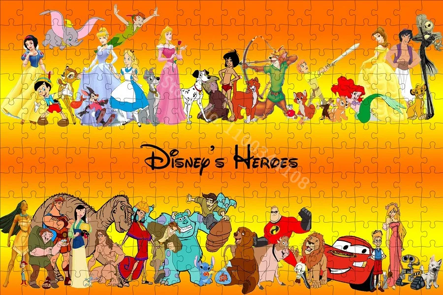 Пъзел игри Disney ' s Heroes за възрастни 300/500/1000 броя, Дървени/хартиени пъзели с мультяшными знаци, Интерактивни играчки за родители и деца