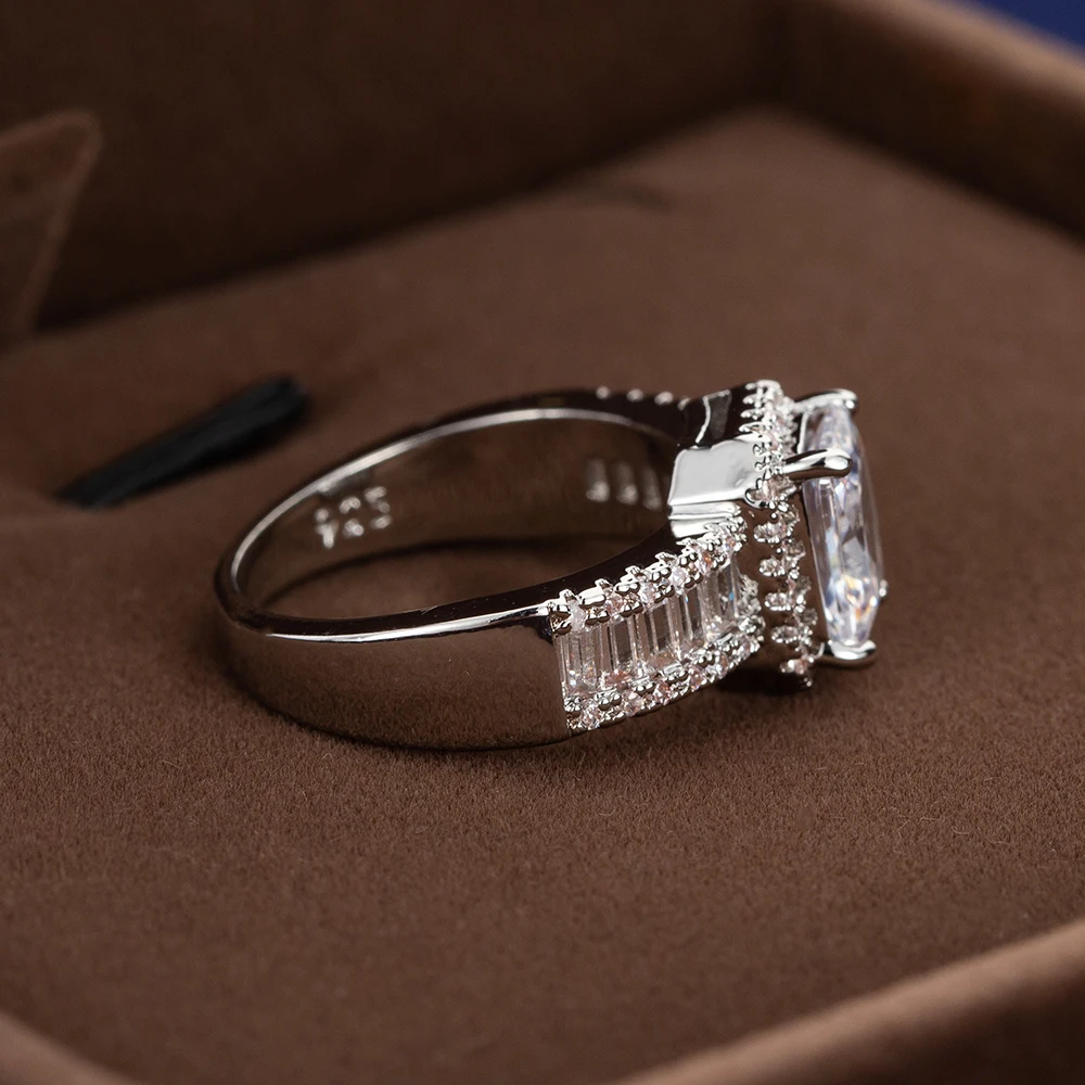 Луксозни Сватбени пръстени за младоженци, женски правоъгълни декорация от мед с кубическим цирконием, годежен пръстен за двойки, подарък за годишнина