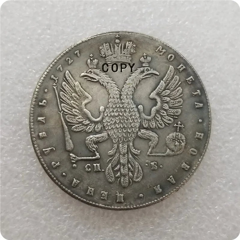 1 РУБЛА 1727 РУСИЯ, монета-копие на Петър II, възпоменателни монети, копия на монети, медали, монети за колекционери