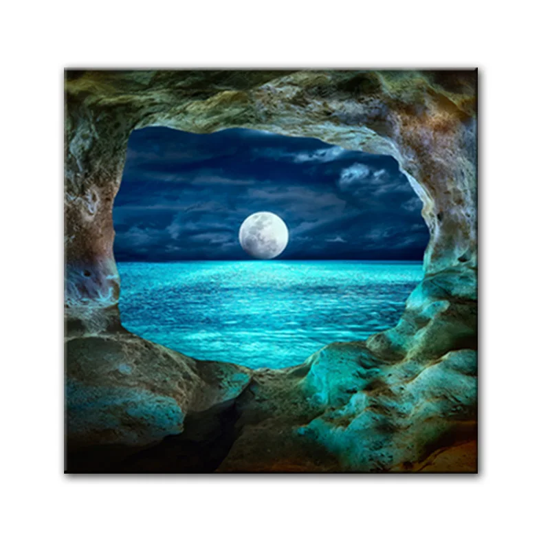 Пейзажные стенни картини за хола Луната Декоративни стенни пана морски пейзаж стенни художествена живопис на платно плакат