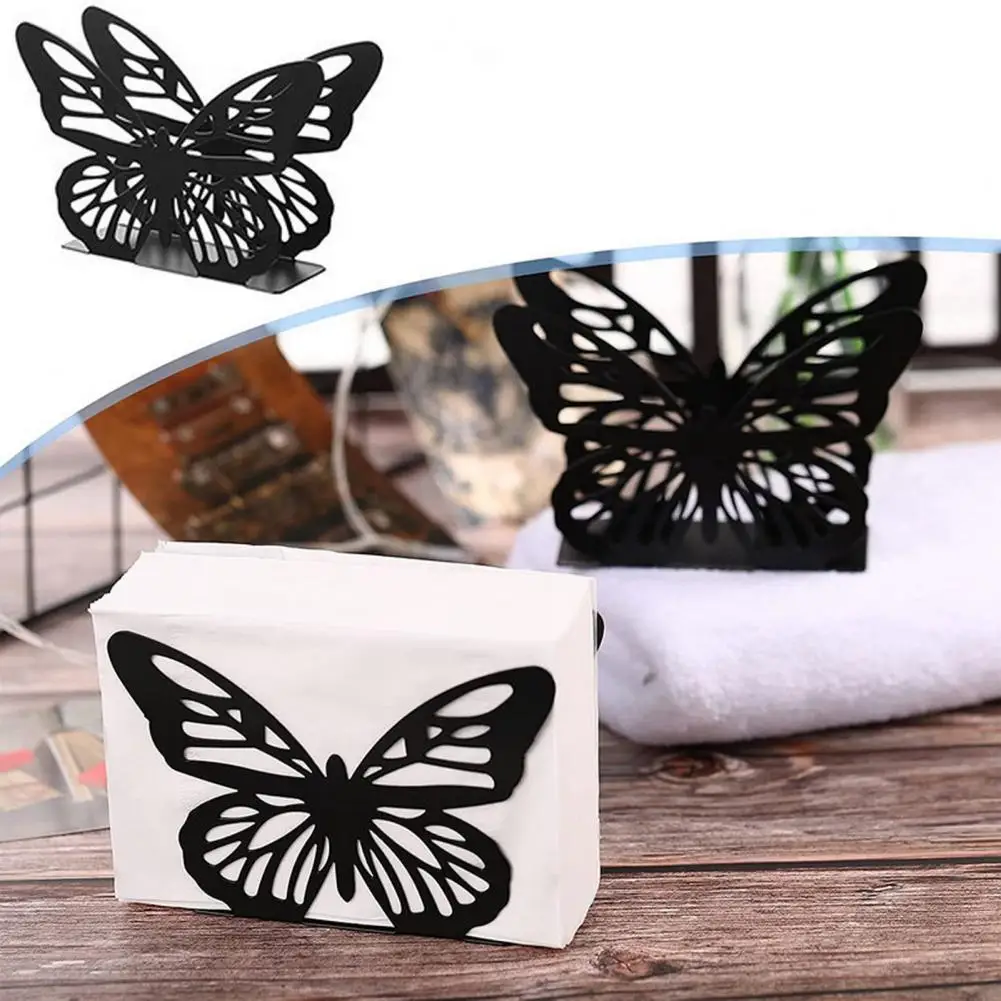 Държач за хартиени кърпи Творчески Изискан удобни рафтове за съхранение на тъкани във формата на пеперуда от неръждаема стомана за дома
