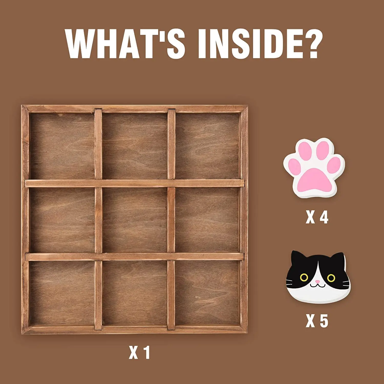 8-Инчов дървена игра на тик-так-палеца на тема сладък животни и котки Дървена игра