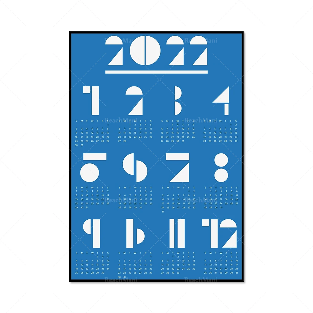 календар на 2022 година, прост календар на 2022 година, календар за печат, модерен календар, декорация на стените на платно, плакат с годишния план на 2022 година