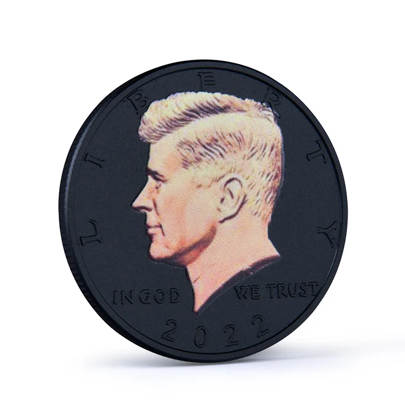 Декоративна монета Позлатен тисненая черна монета Президентът на САЩ Предизвикателство Монета Подарък колекция от 2022 година Главата на Кенеди Възпоменателна монета