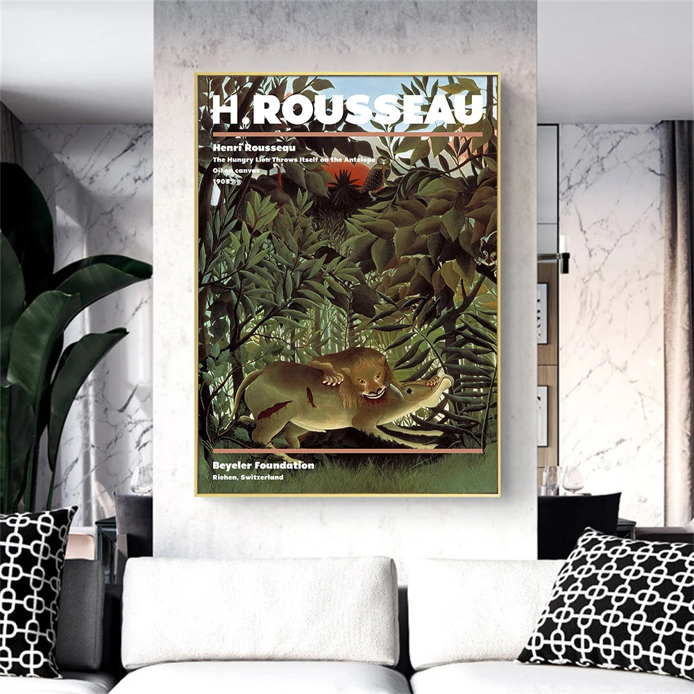 Реколта картина на Селскостопанска Русо, плакат на платно в стил джунглата, стенно изкуство, живопис 