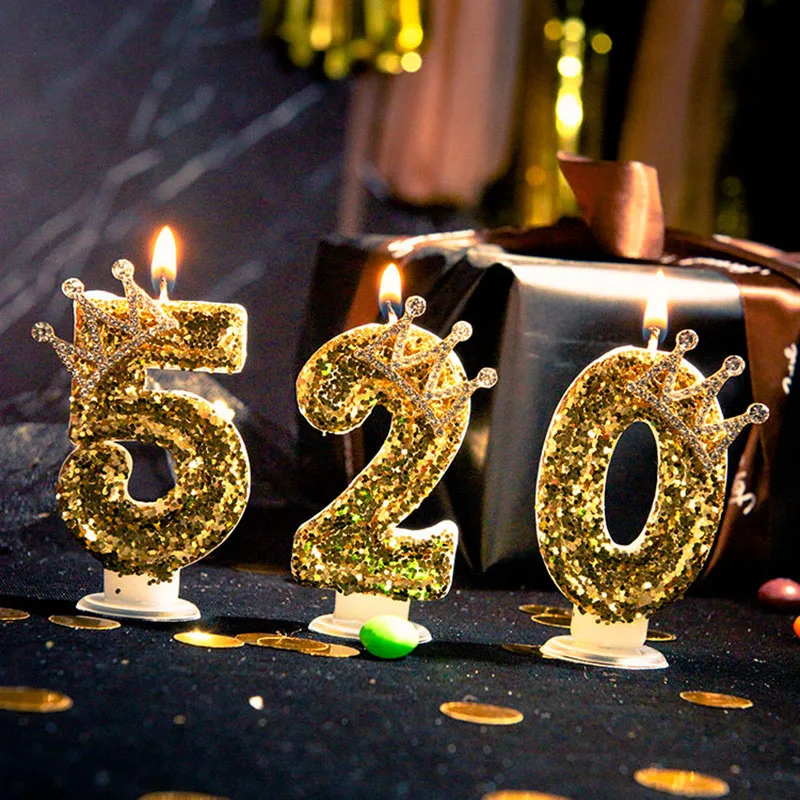 Искрящи очи Свещ за рожден ден 1 година Черното Злато Свещи за рожден ден за торти Номер Princess Crown Свещ за декор за парти