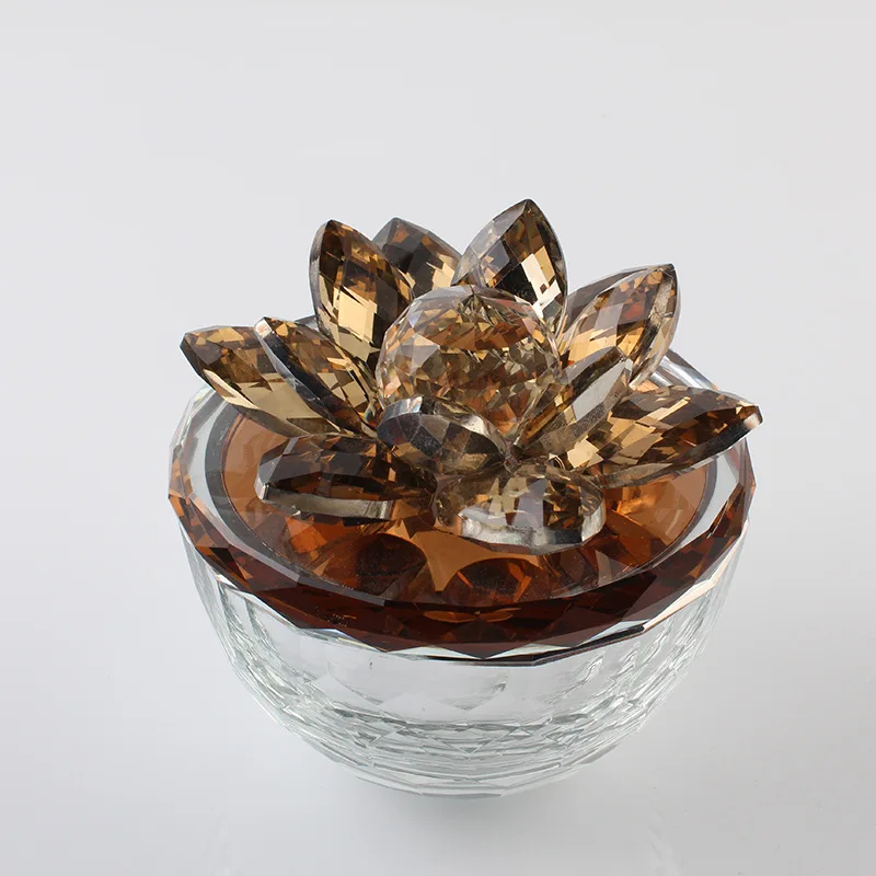 Ковчег с lotus от кристално стъкло в европейски стил, обеци, пръстен, кутия за съхранение на бижута, аксесоари за украса на дома