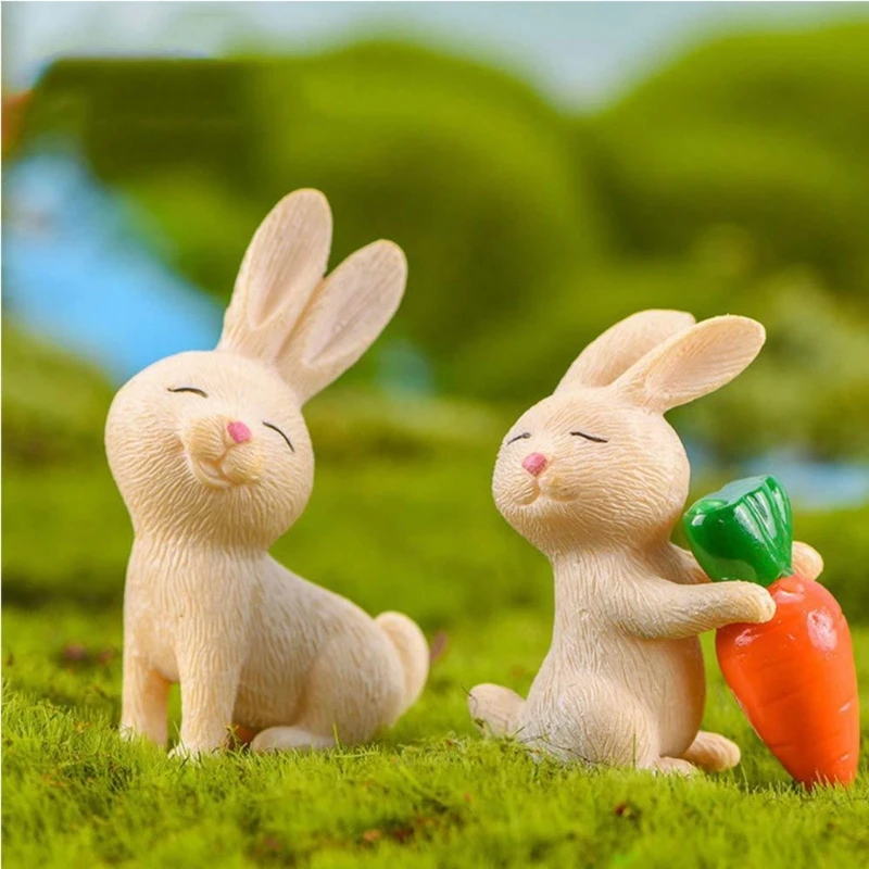 7 бр. Миниатюрни бижута с Великден заек, мини-фигурки на животни, украшения за дома, градината, тревата