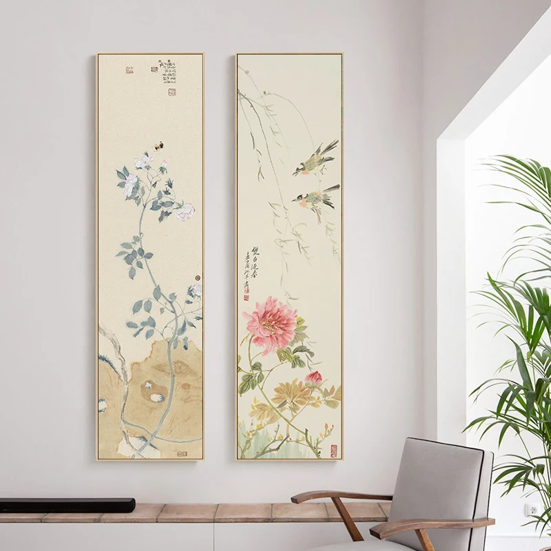 Китайски стил, растителни цветя, печат на плакати на платното за хол, спалня, традиционни стенни художествена живопис, картини за Декорация на дома