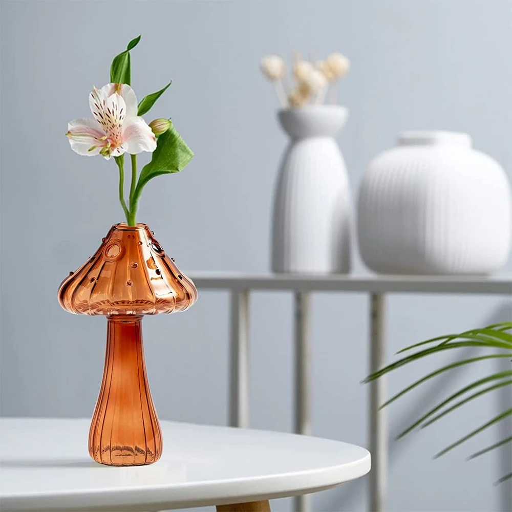 Стъклена ваза във формата на гъба, гидропонная ваза, за растенията, занаяти, десктоп украса за дома, хол, стъклена ваза за растения, саксии за цветя