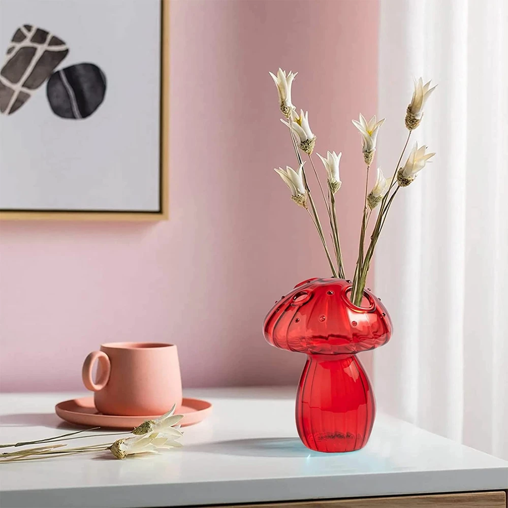 Стъклена ваза във формата на гъба, гидропонная ваза, за растенията, занаяти, десктоп украса за дома, хол, стъклена ваза за растения, саксии за цветя