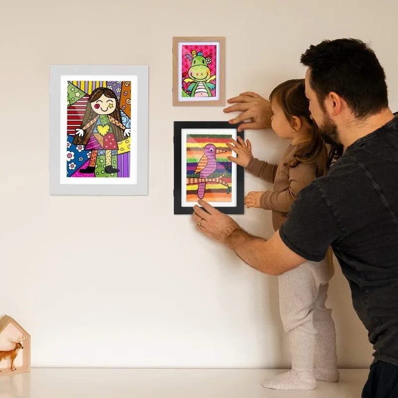 Детски художествени рамка с магнитна закопчалка отпред, Открита Замяна рамка, детски художествени рамки за плакати, снимки, рисунки, картини, показване на снимки