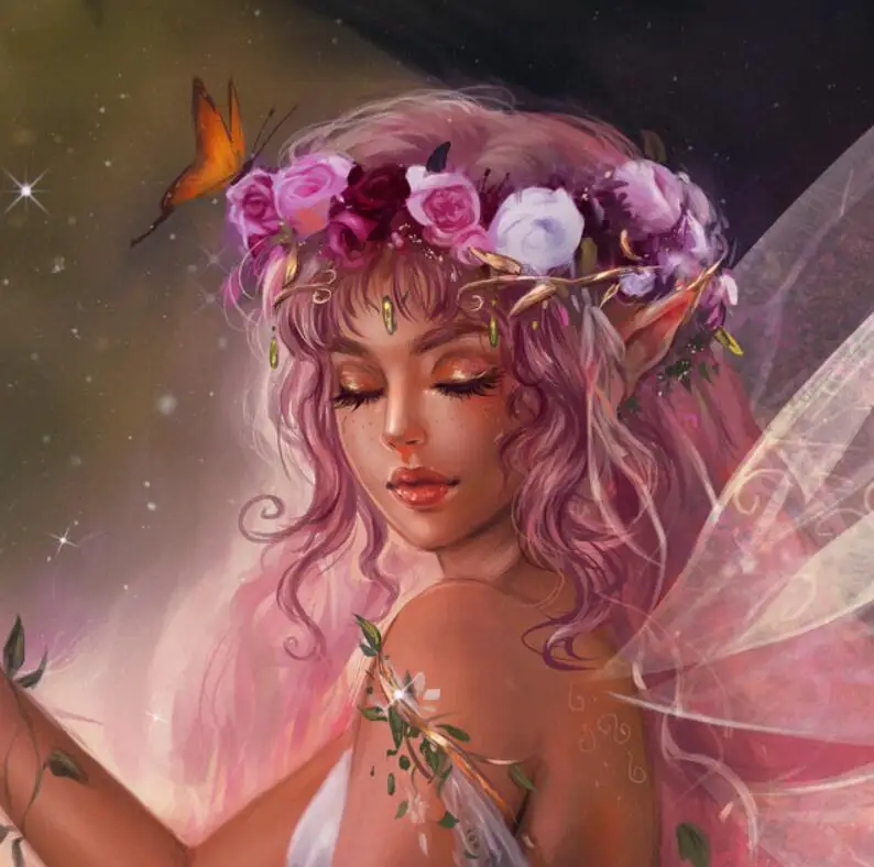 Фэнтезийная Фея с красиви розови коса, магически фея, принцеса-Птица, романтичен гоблен от Ho Me Pipi за декор хол, монтиран на стената