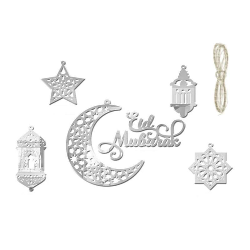 1 Комплект акрилни суспензии Eid с Луната и звездите, вечерни украса за парти, Нова година, рожден Ден