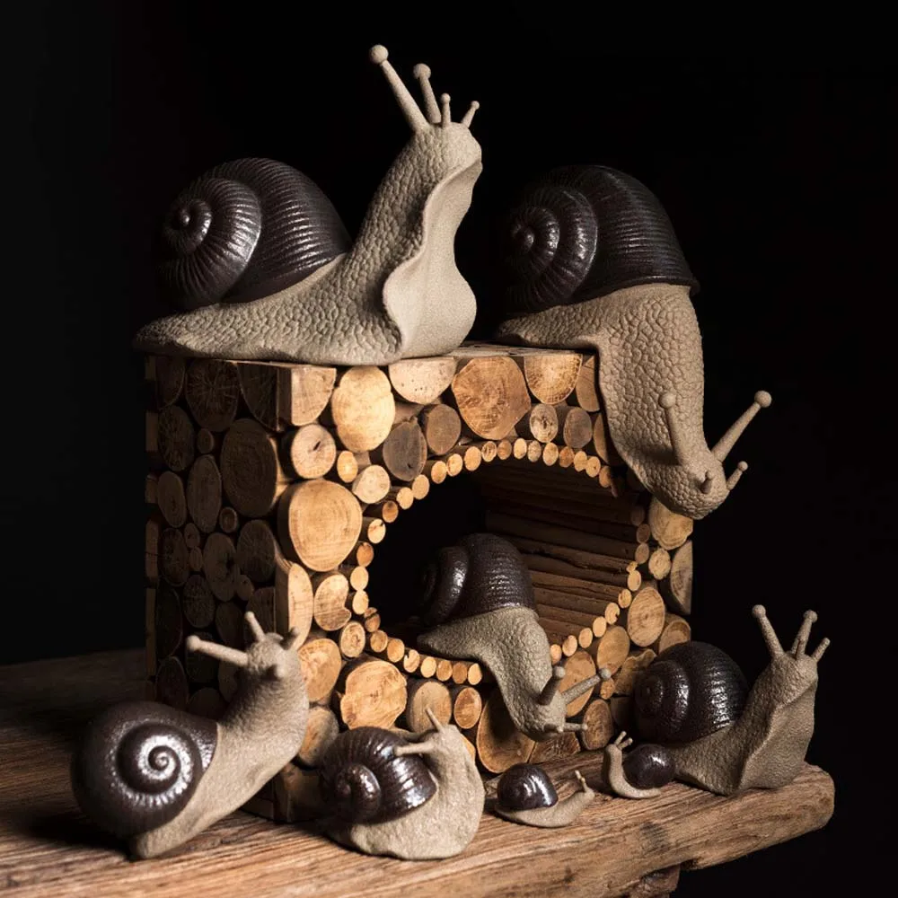 Креативните керамични декорации във формата на малки охлюви Бонсай Аксесоари за декорация на дома Микро Пейзаж за хола Чай Домашни любимци масата украса