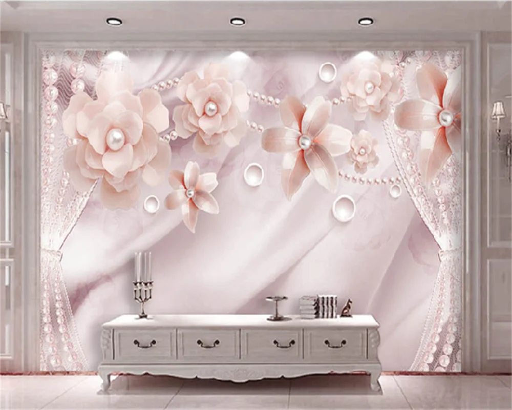 Европейският романтичния средиземноморски стил, перлени розови цветя, луксозна всекидневна, спалня, фон за домашен интериор, стенни боядисване, тапети
