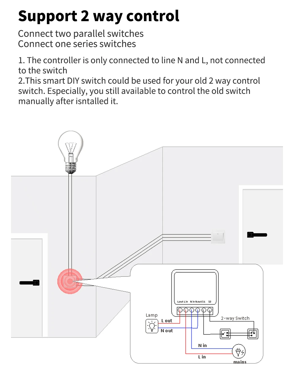 За Homekit 16A WiFi Mini Smart Switch Ключове за осветление 2-полосное управление на умен дом е Безжична, Работи с Siri Алекса Alice Google Home