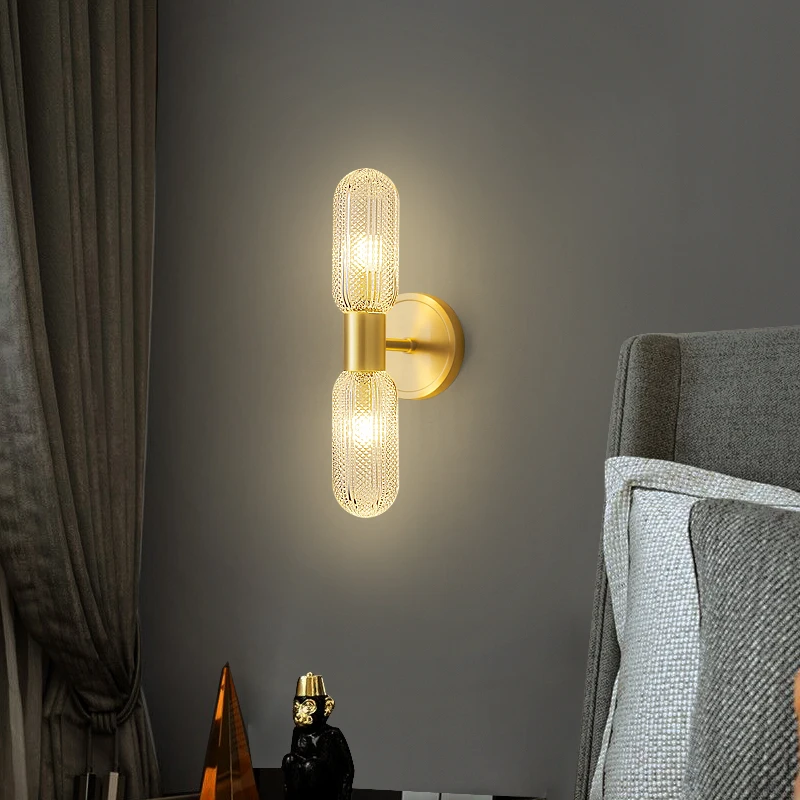 OUTELA Модерен Месинг, с монтиран на стената Лампа LED Златен Мед Стенни Luxuri Креативен Интериор за Дома, Хол, Спалня