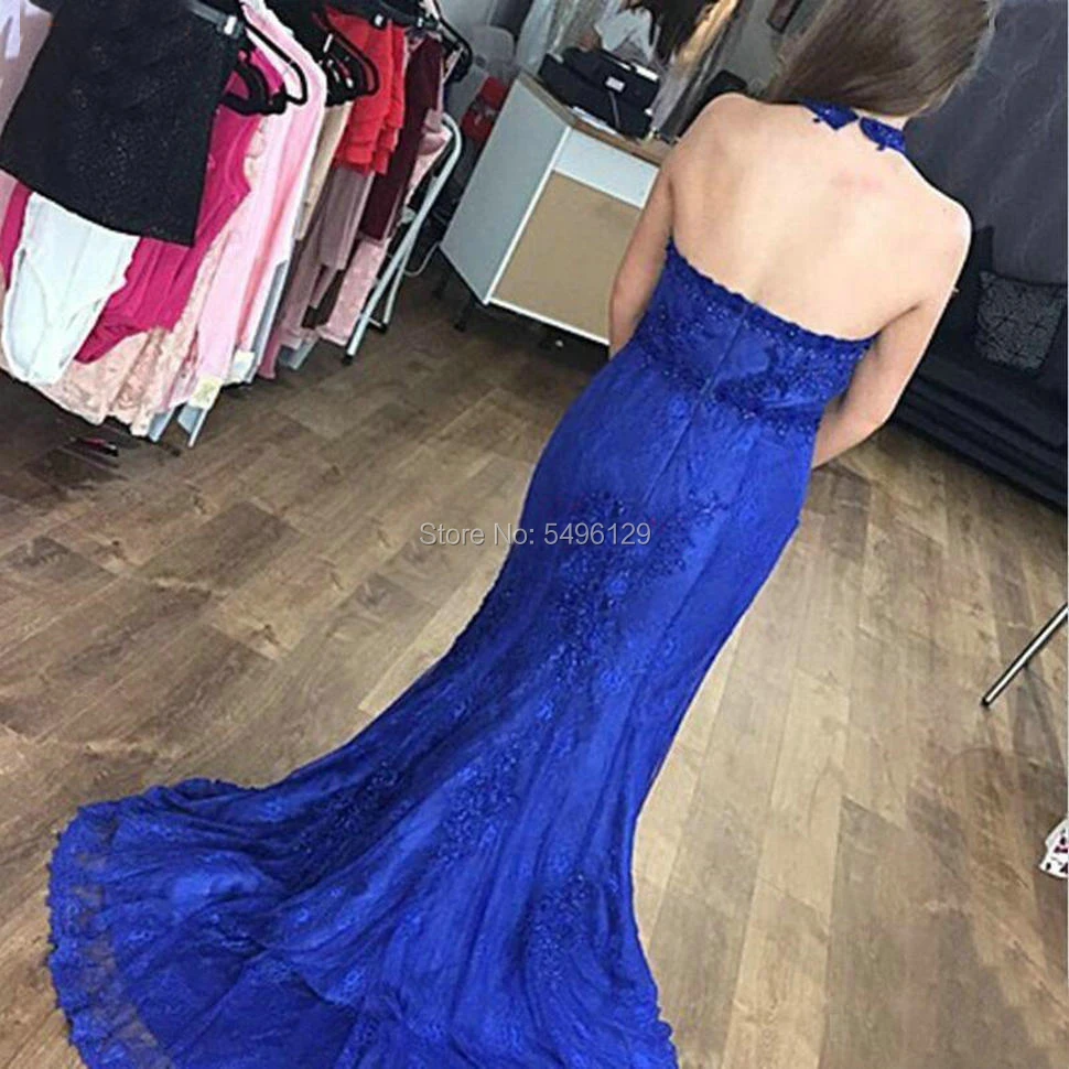 Вечерни рокли, кралско синьо русалка с дантелен аппликацией на шията и дълъг ръкав, официални рокли за партита, струи от мъниста, вечерна рокля за абитуриентски бал
