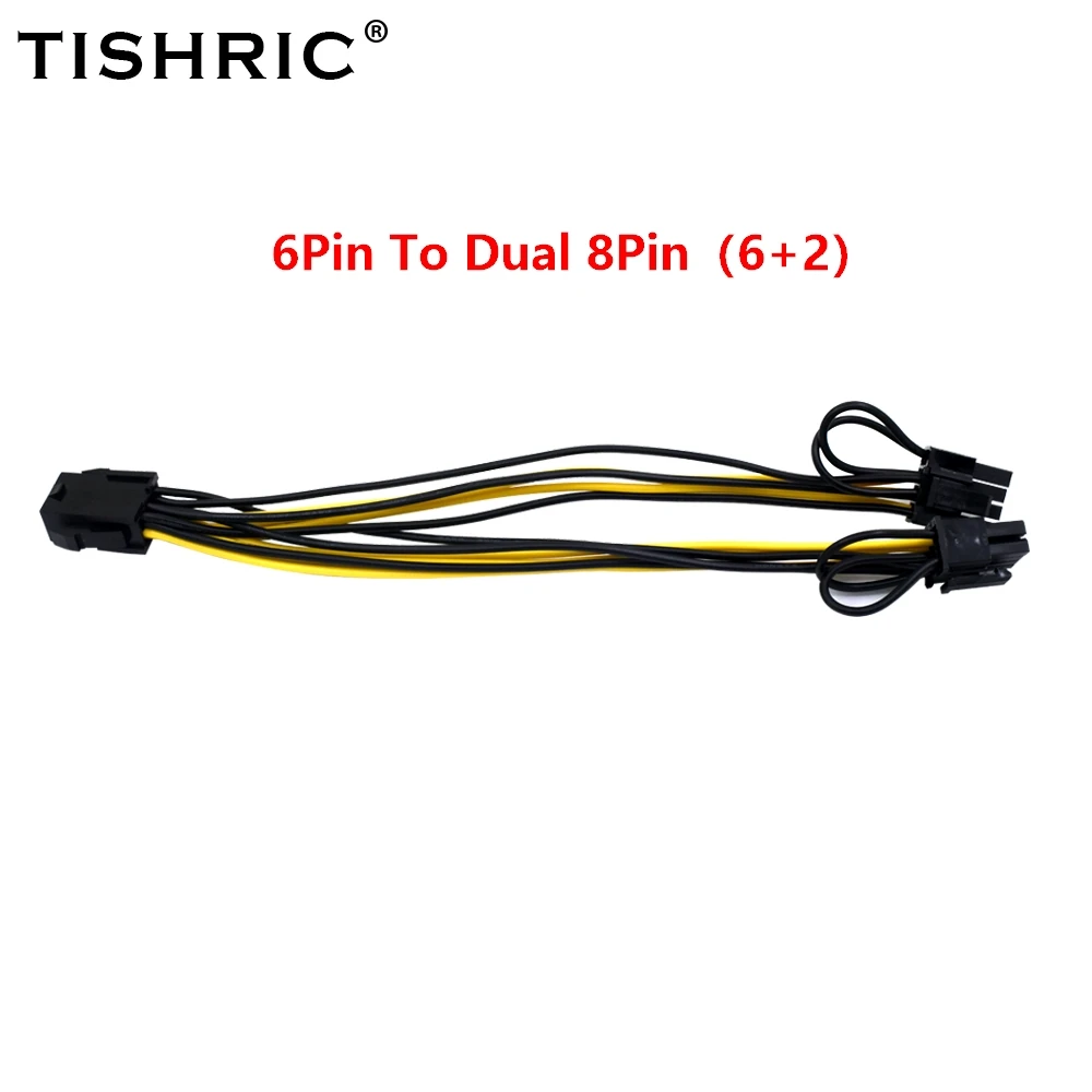 TISHRIC 5/10 бр. PCI Express 6Pin/8Pin Към Dual 8 (6 + 2) номера за контакт Адаптер GPU Графичен захранващ Кабел PCI E PCIE Странично За видео карта