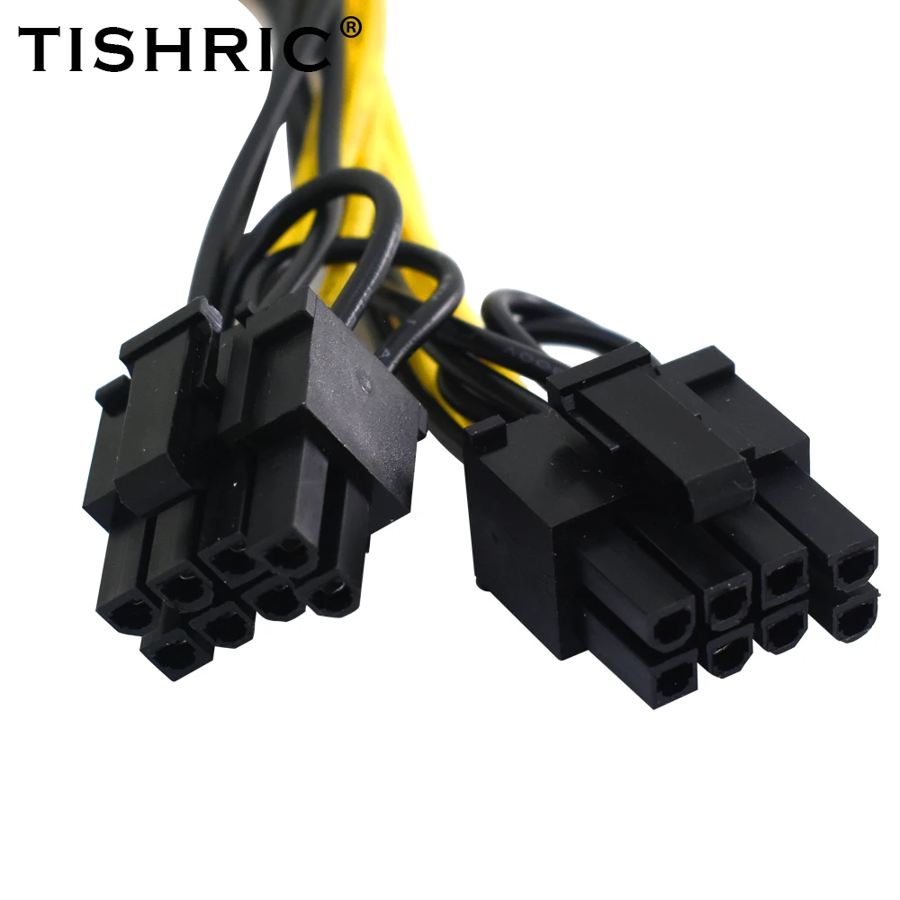 TISHRIC 5/10 бр. PCI Express 6Pin/8Pin Към Dual 8 (6 + 2) номера за контакт Адаптер GPU Графичен захранващ Кабел PCI E PCIE Странично За видео карта