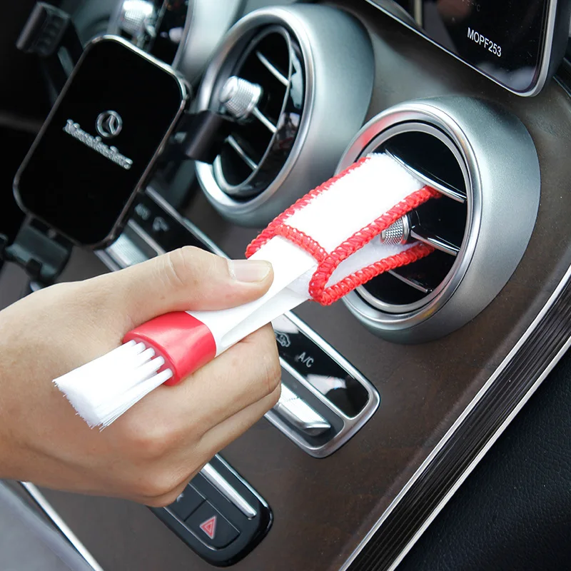Четки За Почистване На Вентилационните Отвори На Автомобила Универсална Автоматична Изход За Телефон Климатик С Двойни Глави За Четка За Избърсване На Прах Във Вътрешността На Автомобила Инструменти За Почистване На Автомобили