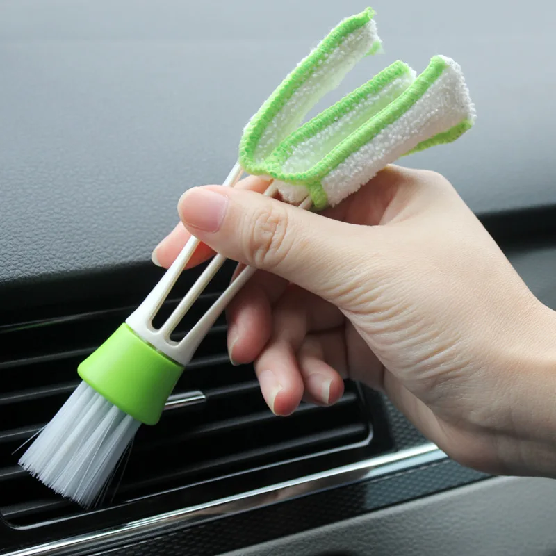 Четки За Почистване На Вентилационните Отвори На Автомобила Универсална Автоматична Изход За Телефон Климатик С Двойни Глави За Четка За Избърсване На Прах Във Вътрешността На Автомобила Инструменти За Почистване На Автомобили