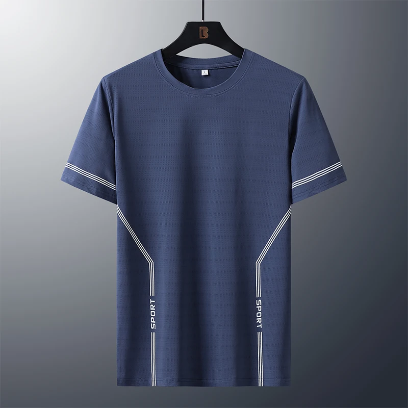 Качествена тениска Ice Silk с къс ръкав, мъжки лятна новост, Runder Ausschnitt, Ежедневни Спортни дрехи За тренировки, Тънки и бързо съхнещи Блузи, мъжки