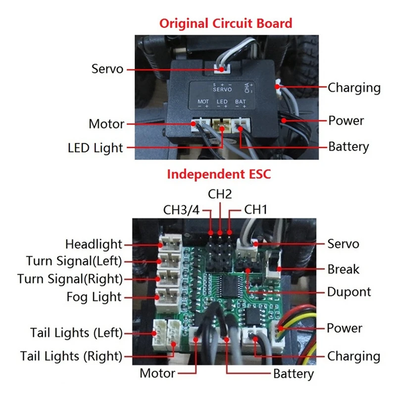за Xiaomi Suzuki Jimny 1/16 резервни части за радиоуправляеми коли, дооснащение и модернизация на светлина, независим приемник за дистанционно управление ESC