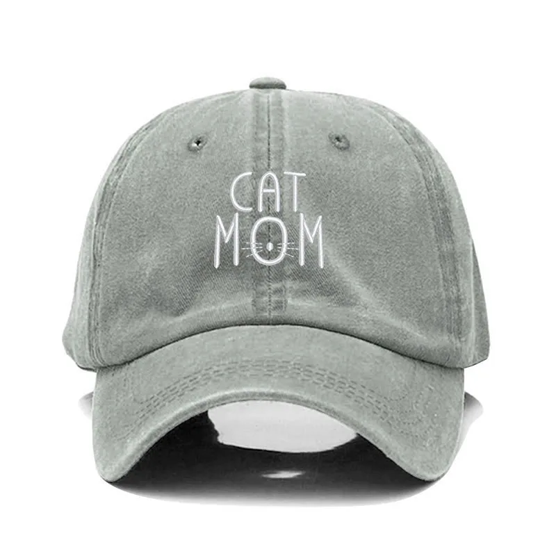 Бейзболна шапка от промит памук с бродерия на мама котка за мъже и жени, папина шапка, шапки за голф, бейзболна шапка възстановяване на предишното положение, Директна доставка