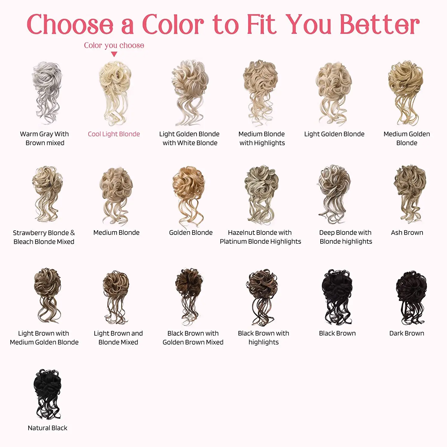 Синтетичен къдрава перука-поничка с ластик за коса, гумени ленти за коса, Кок за коса, изкуствена коса за удължаване за жени