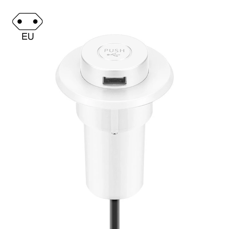 Штепсельная вилица САЩ/ЕС, дупка в масата, Вградено USB зарядно устройство, Подвижен скрит удължител, адаптер-хъб 1XCB