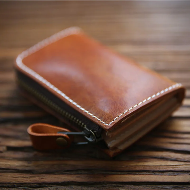 Мъжки портфейл от естествена кожа, реколта кратки портмоне с цип от 100% телешка кожа, портфейл, чанта за пари с притежателя на карти, джоб за монети