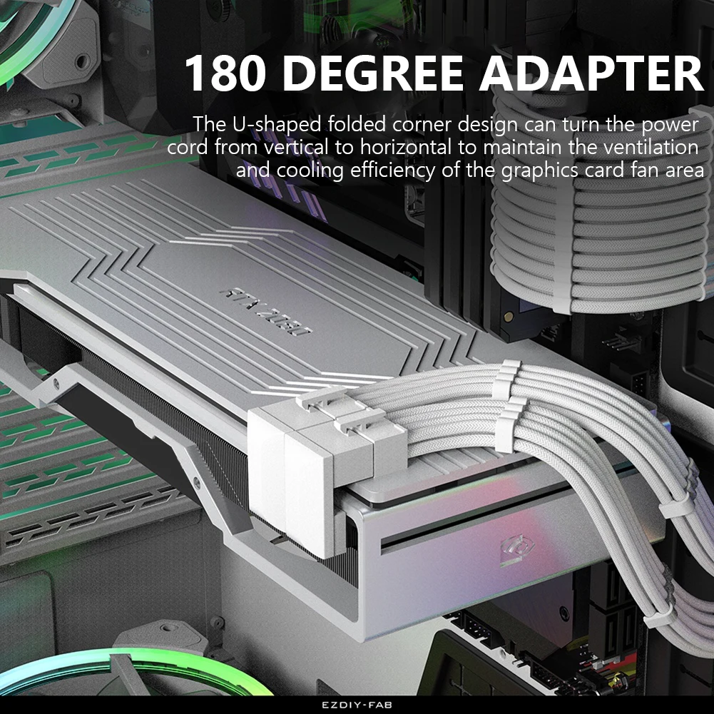 ATX 8pin Женски Адаптер за Захранване с ъгъл на наклон на 180 градуса за 8-номера за контакт Штекеру за Настолни компютри Графична Видео карта GPU Съединител Усилвател на Волана