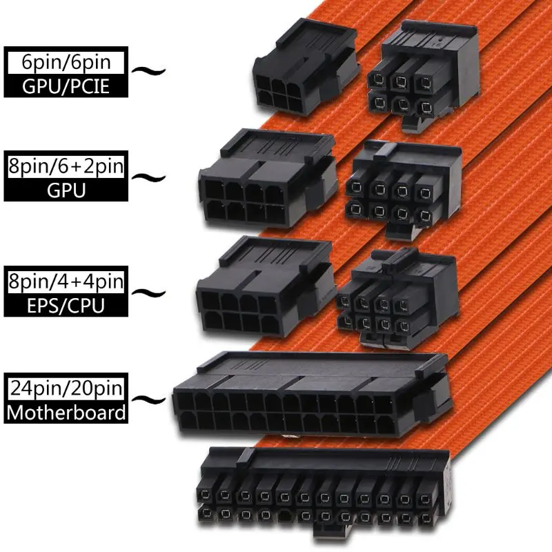 1 комплект 30 см/40 см Основен Комплект Удлинительных кабели A-TX за PC, GPU, CPU, захранване, Телена Компютърни Съединители 24-ПИНОВ И 8-ПИНОВ 6PIN 4 + 4PIN