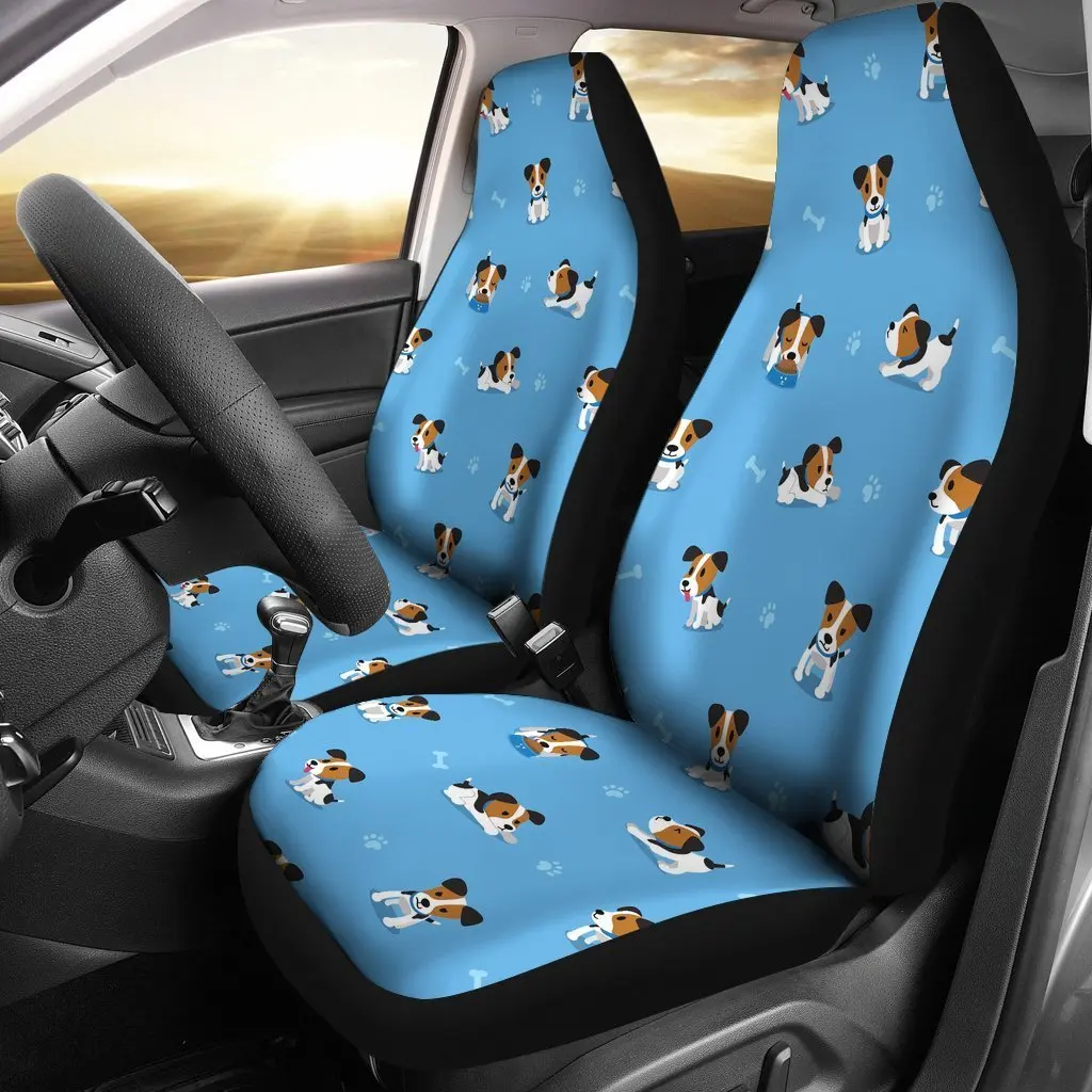 Калъфи за автомобилни седалки с принтом Джак-Ръсел-териер All Might Animal Автомобилни аксесоари, Опаковки от 2 универсални защитни покривала за предните седалки