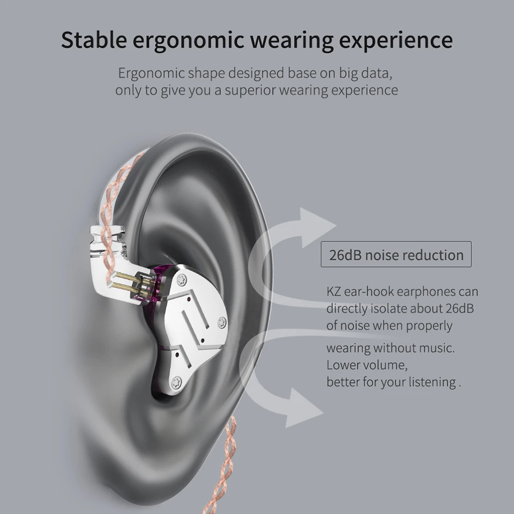 KZ-ZSN Метални слушалки 1ba + 1DD Хибридна технология HI-FI Бас ушите С Монитор Спортни Слушалки с Шумопотискане Спортни Слушалки