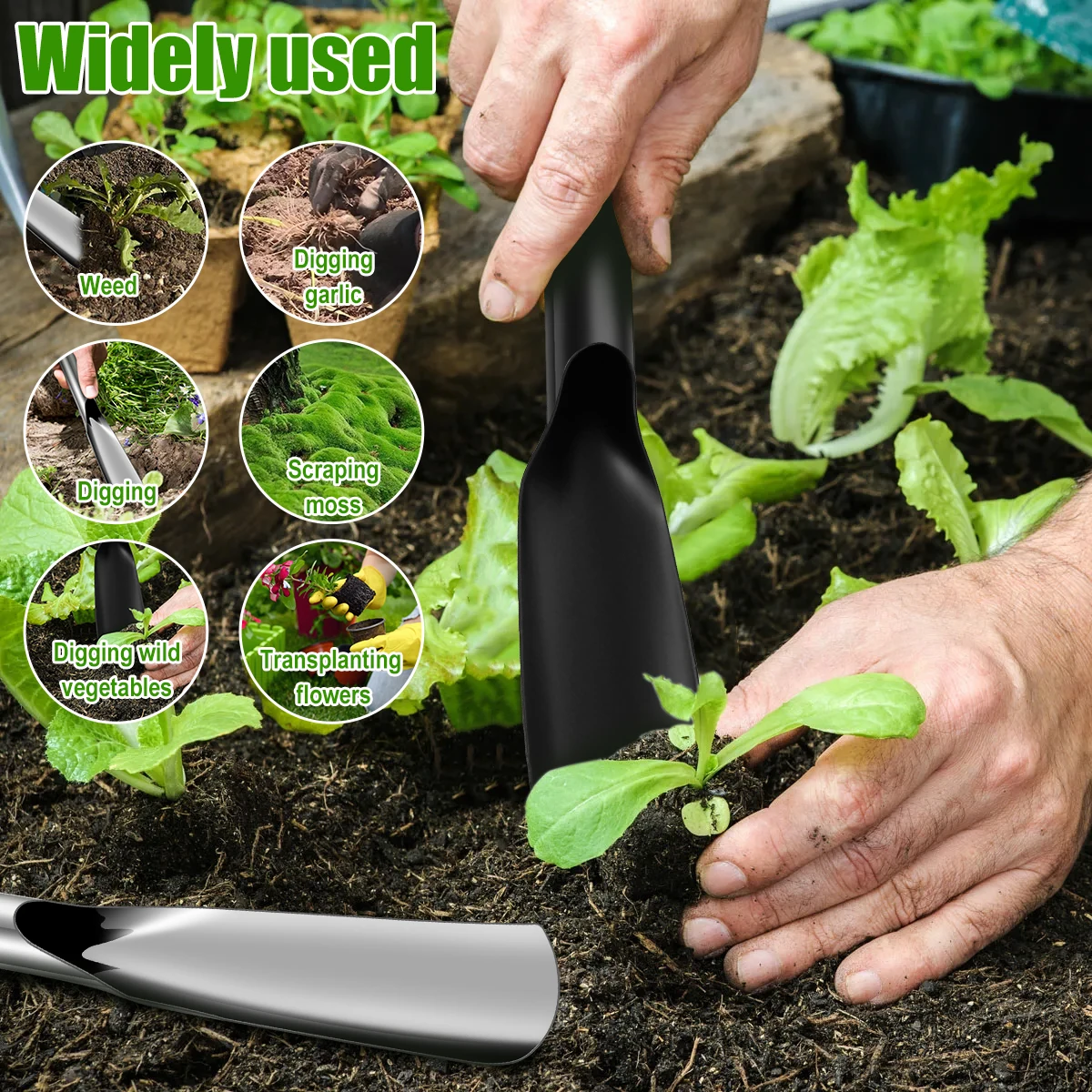 Комплект градински лопати 4 бр., тежкотоварни лопатка за разсаждане растения, остри и плоски лопати градинарски, преносим градински лъжичка за почвата