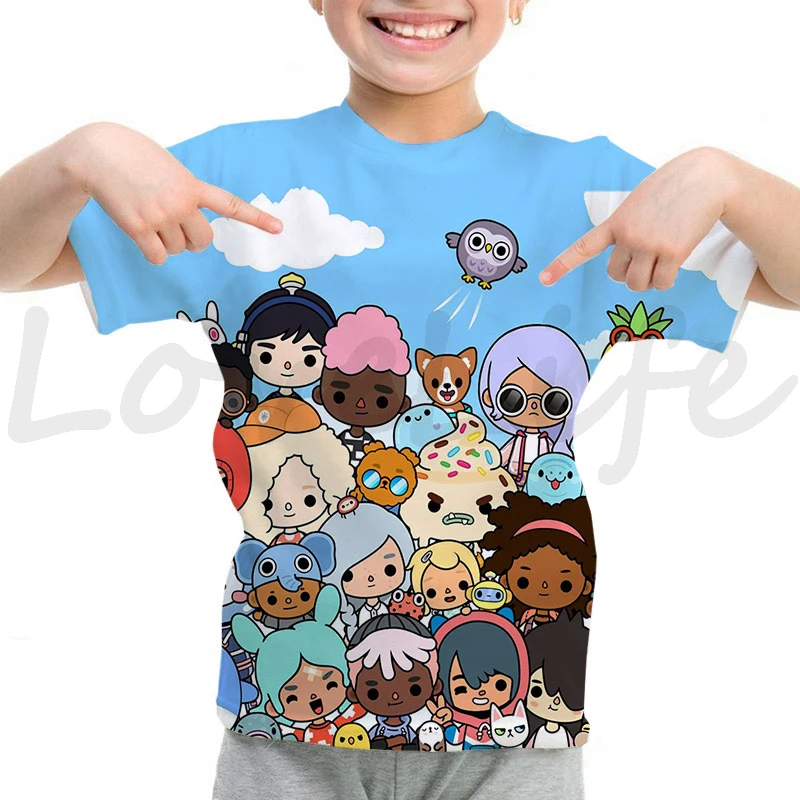 Тениска с принтом Toca Life World за момчета и момичета, юношески тениски Camiseta, детски тениски с хубав модел аниме, летни детски дрехи